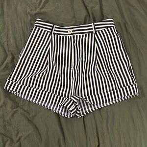 High Waisted Striped Short Shorts